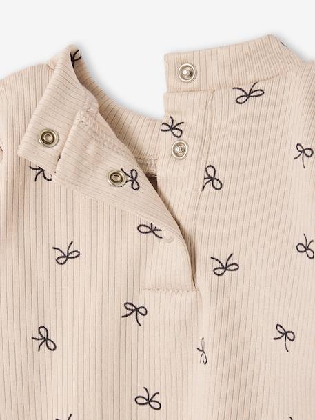 Printed long-sleeved baby t-shirt marl beige+old rose 