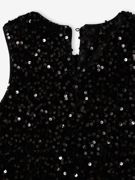 Velour Jumpsuit with Sequins for Girls black 