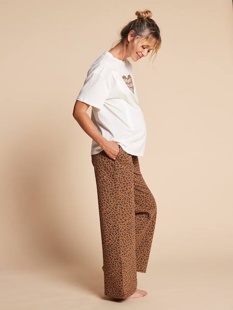 Pyjama set of 2 leopard print pieces for nursing clothes and breastfeeding ENVIE DE FRAISE taupe 