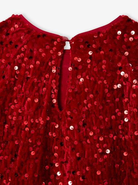 Girl's velvet and sequin dress red 