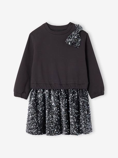 Sequinned Christmas Dress with 2-in-1 Effect, for Girls anthracite 