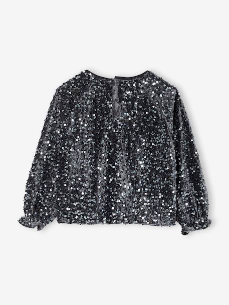 Girls' sequinned Christmas blouse silver 