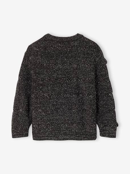 Girl's Christmas cable knit jumper with bows anthracite 