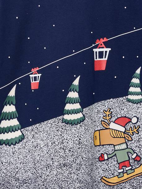 Christmas Print T-Shirt for Boys fir green+navy blue 