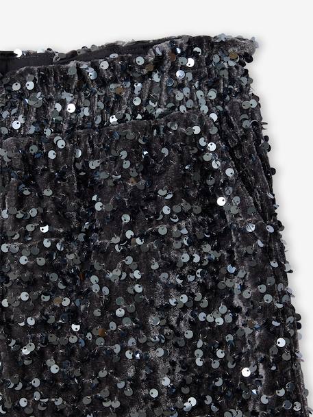 Girls' sequin Christmas shorts silver 