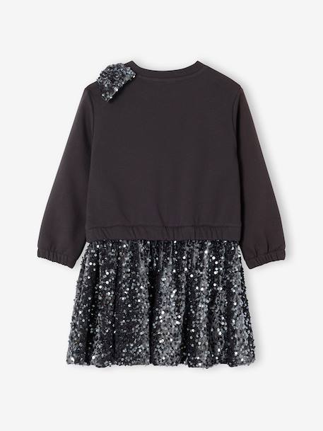 Sequinned Christmas Dress with 2-in-1 Effect, for Girls anthracite 