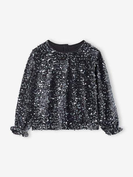 Girls' sequinned Christmas blouse silver 
