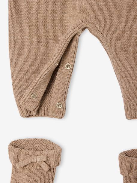 Newborn 2-piece Christmas knitted set: jumpsuit + socks marl beige 