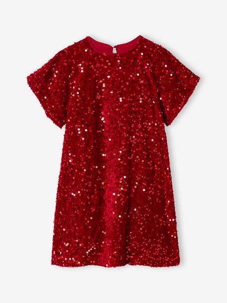 Girl's velvet and sequin dress red 