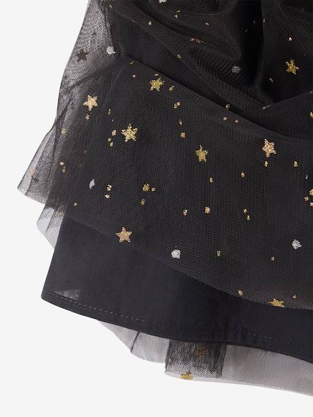 Girl's Christmas skirt in star-studded tulle anthracite 