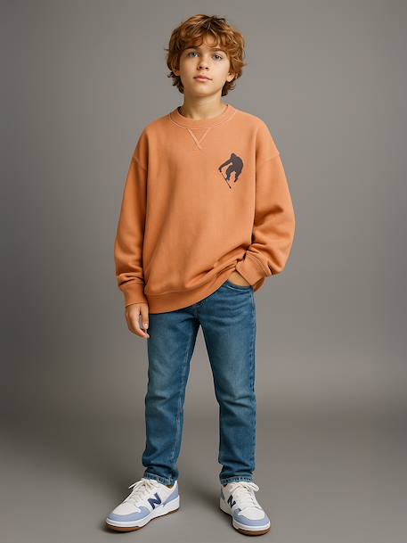 Pack of 2 Plain Long-Sleeved Sweatshirts for Boys, JONEN caramel 