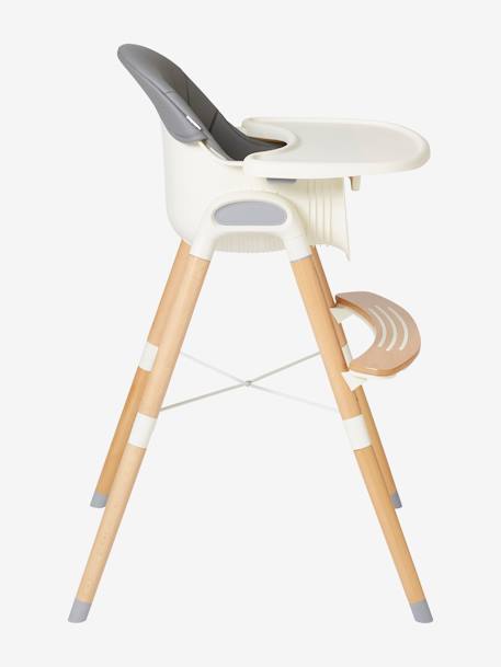 Progressive High Chair with 2 Heights, High & Low by Vertbaudet Grey 