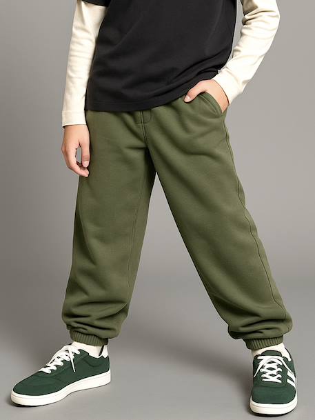 Oversized Fleece Trousers for Boys, JONEN khaki 