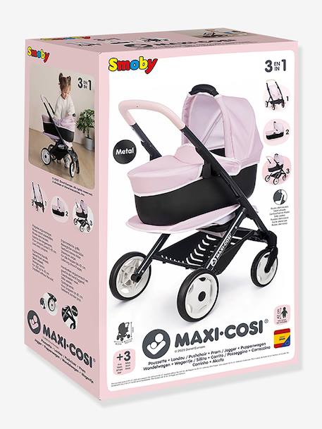 3-in-1 Maxi Cosi Pushchair with Carrycot - SMOBY beige+pale pink 