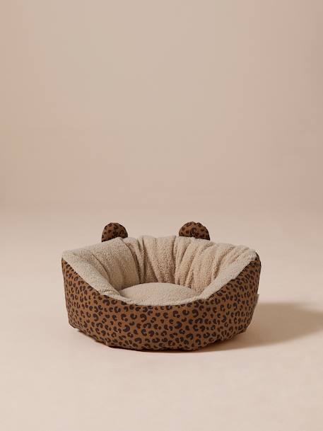 Quilted pet basket FAMILY caramel+printed brown 