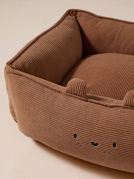 Quilted velvet pet basket FAMILY camel 
