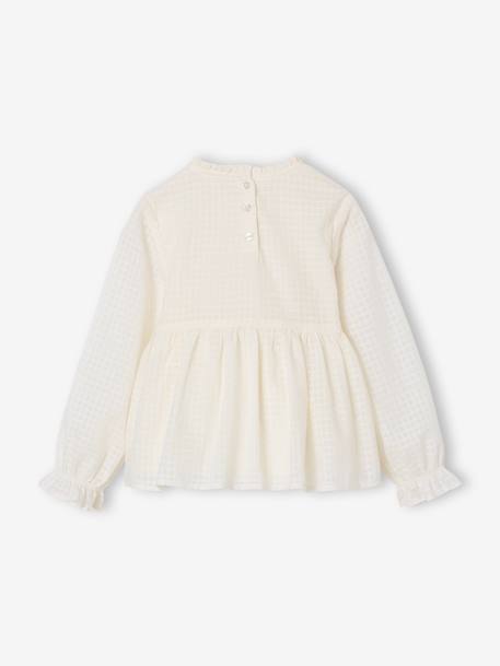 Christmas Blouse with Embroidered Smocking for Girls ecru 