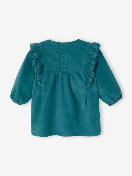 Baby dress in corduroy peacock blue 