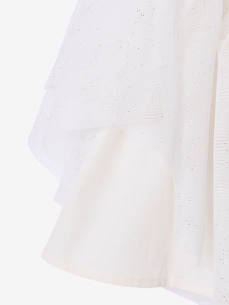 Girl's Christmas dress with sequins and tulle ecru 