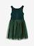 Christmas Special Dress in Velour & Sparkling Tulle for Girls emerald green+red 
