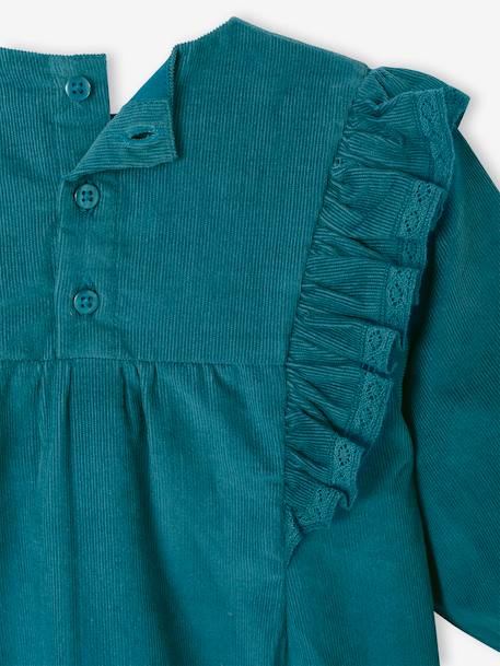 Baby dress in corduroy peacock blue 