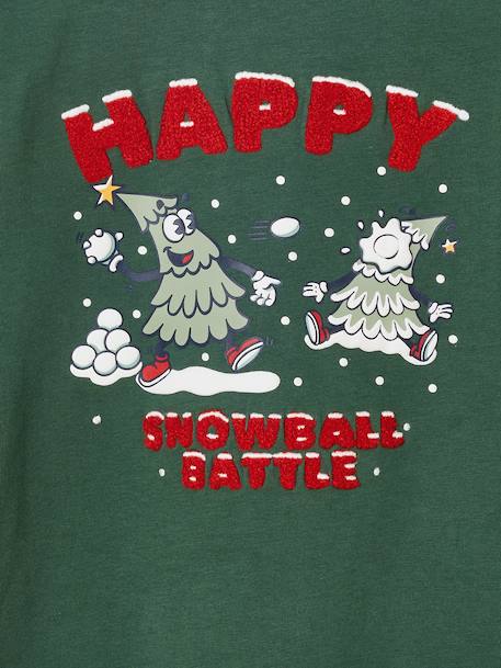 Christmas Print T-Shirt for Boys fir green+navy blue 