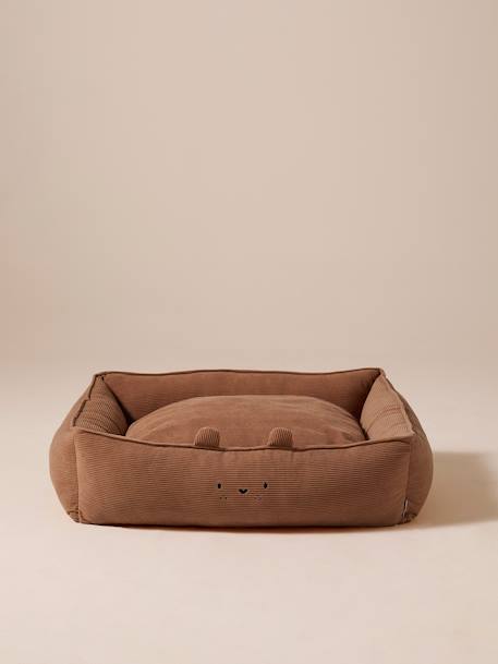 Quilted velvet pet basket FAMILY camel 