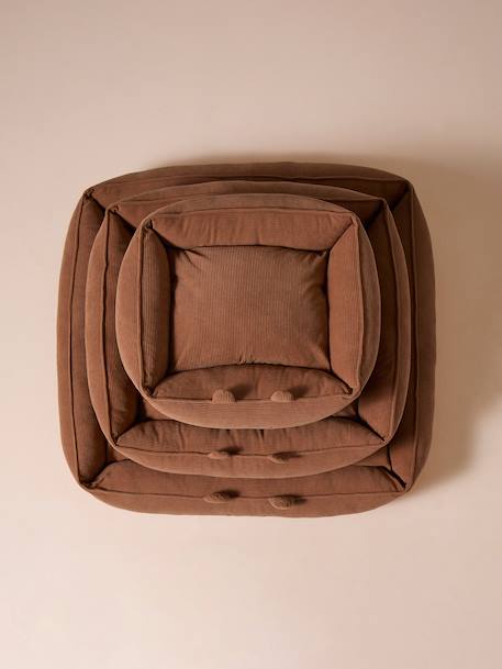 Quilted velvet pet basket FAMILY camel 