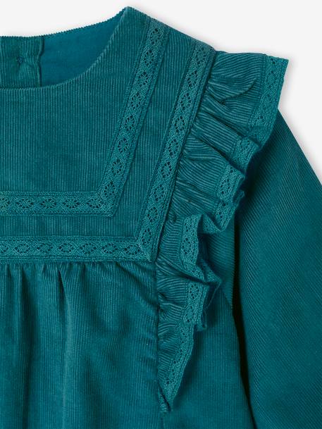 Baby dress in corduroy peacock blue 
