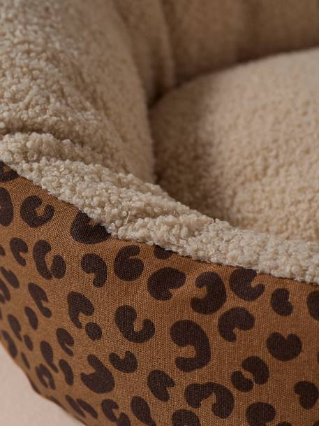 Quilted pet basket FAMILY caramel+printed brown 