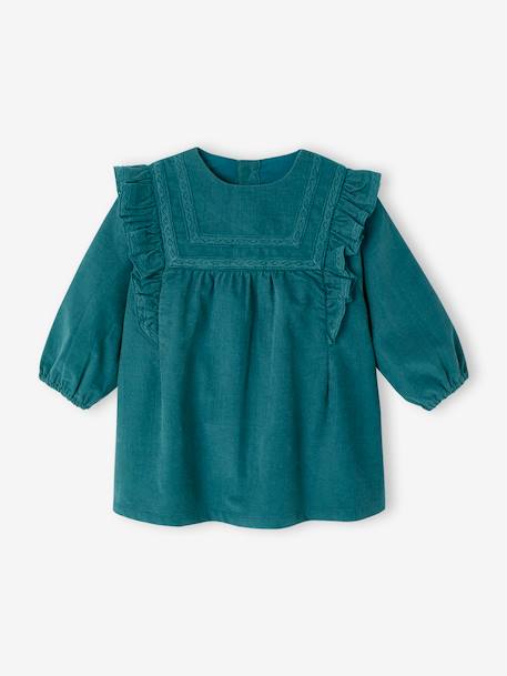Baby dress in corduroy peacock blue 