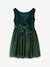 Christmas Special Dress in Velour & Sparkling Tulle for Girls emerald green+red 