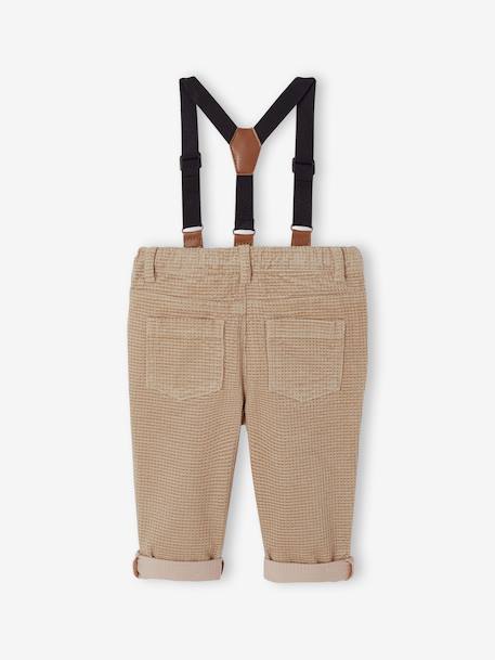 Corduroy Trousers with Removable Braces, for Babies beige 