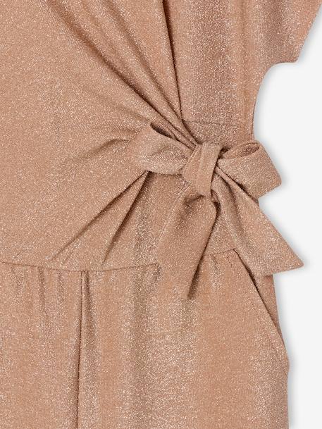 Girl's Christmas jumpsuit with fancy bow detail rosy 