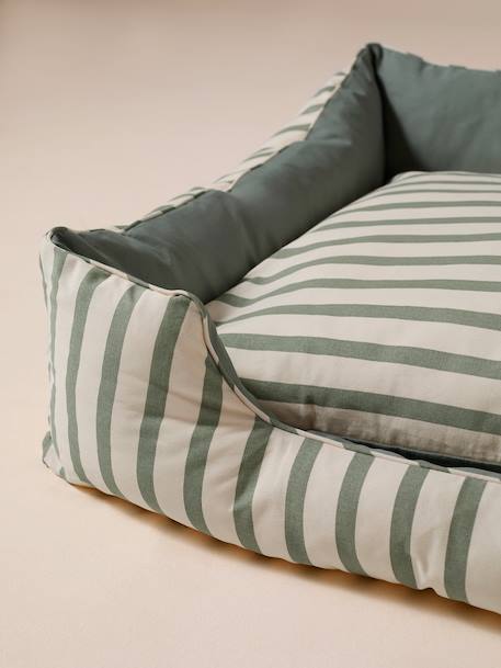 Cotton canvas pet basket FAMILY striped green 