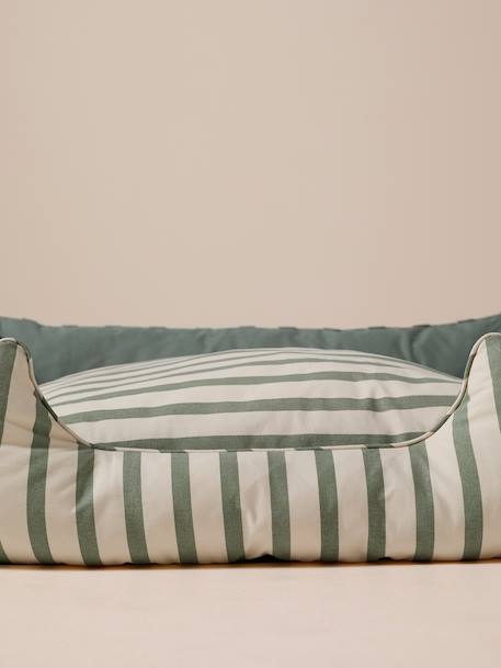 Cotton canvas pet basket FAMILY striped green 