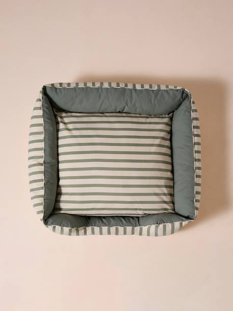 Cotton canvas pet basket FAMILY striped green 
