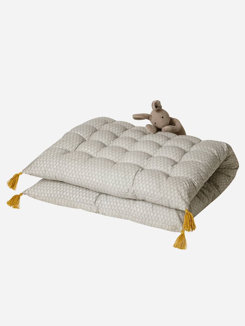 Floor Cushion with Tassels - light grey/print, Bedding & Decor | Vertbaudet
