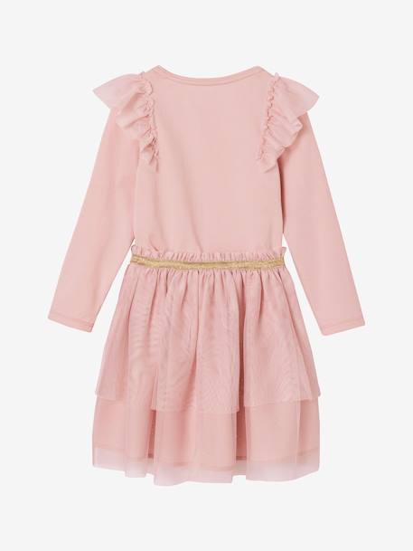 Tulle Petticoat & Frilled T-Shirt Christmas Set for Girls rosy 