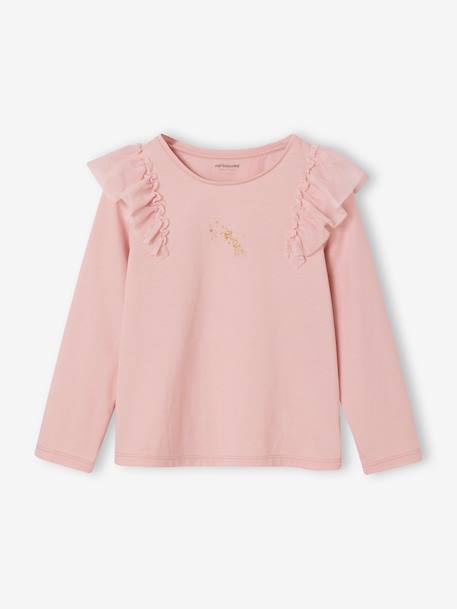 Tulle Petticoat & Frilled T-Shirt Christmas Set for Girls rosy 