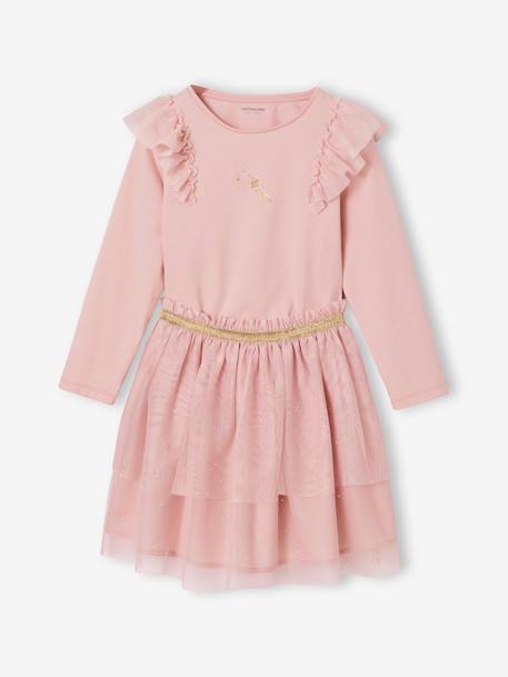 Tulle Petticoat & Frilled T-Shirt Christmas Set for Girls rosy 