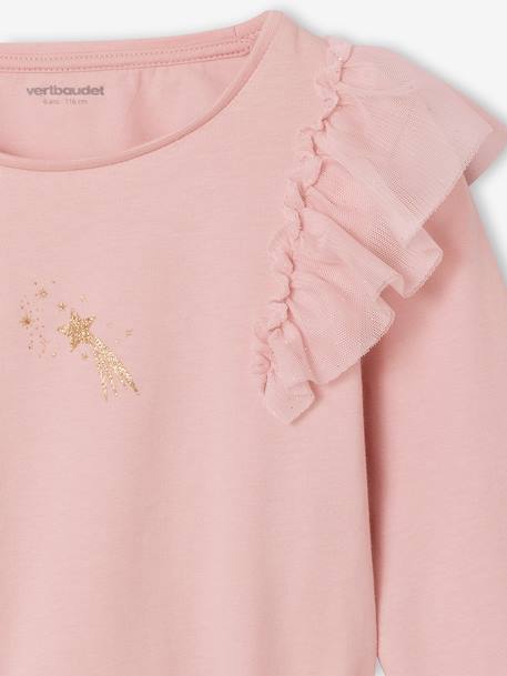 Tulle Petticoat & Frilled T-Shirt Christmas Set for Girls rosy 