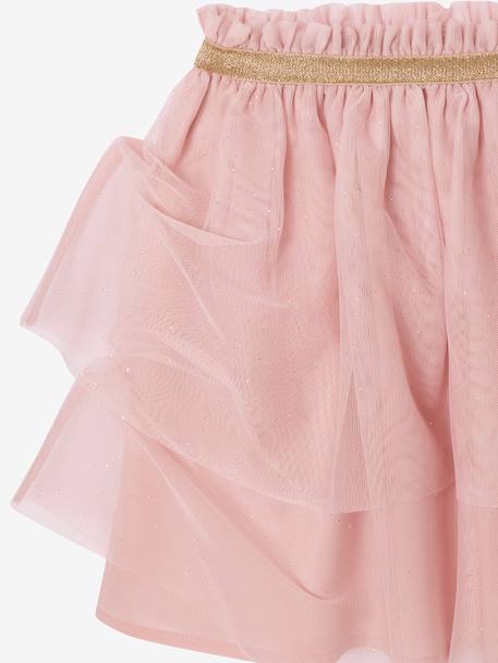 Tulle Petticoat & Frilled T-Shirt Christmas Set for Girls rosy 