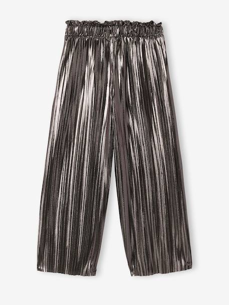 Girl's wide-leg pleated lam‚ trouser silver 