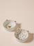 Set of 2 Ceramic Cat Bowls, FAMILY ecru+printed white 