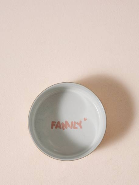Ceramic Dog Bowl, FAMILY camel+printed white+striped pink 