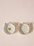 Set of 2 Ceramic Cat Bowls, FAMILY ecru+printed white 