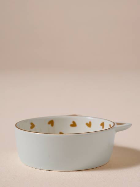 Set of 2 Ceramic Cat Bowls, FAMILY ecru+printed white 