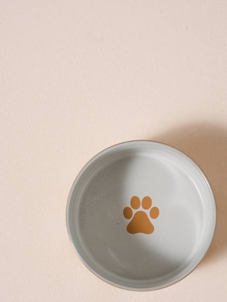Ceramic Dog Bowl, FAMILY camel+printed white+striped pink 
