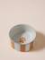 Ceramic Dog Bowl, FAMILY camel+printed white+striped pink 